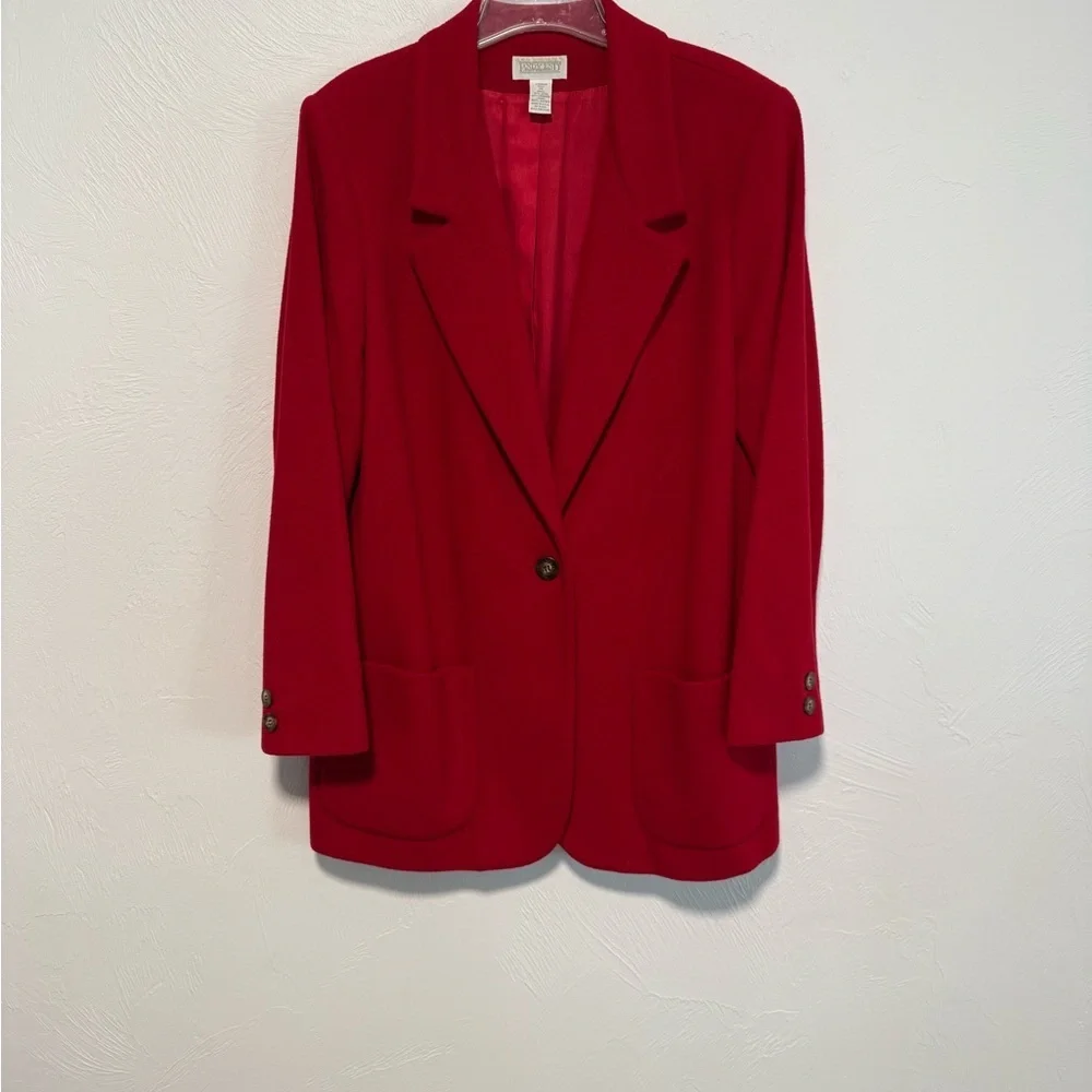 Elegant Red Wool Cashmere Blend Coat Women's Classic Dress Coat Size 14